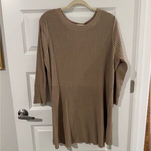 Susan Graver Tan Ribbed Tunic Top